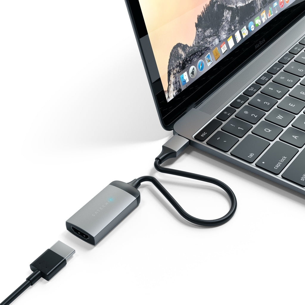 Satechi Aluminum Type-C HDMI Adapter 4K (60Hz) - Compatible with 2020 MacBook Pro, 2020 MacBook Air, 2020 iPad Pro and More (Space Gray) Space Gray - LeoForward Australia