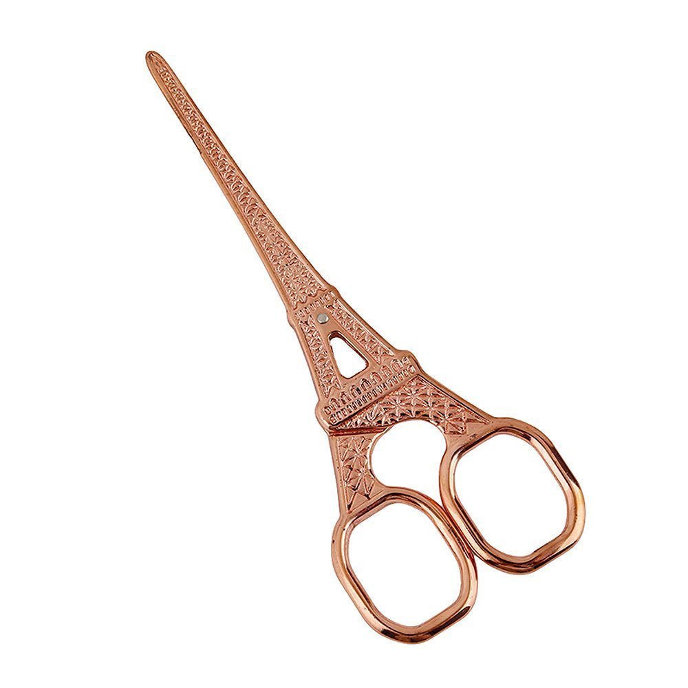  [AUSTRALIA] - Eiffel Tower Embroidery Scissors 5.51-inch Small Sewing Scissors Retro Style Craft Scissors for Art Needle Work - Rose Gold