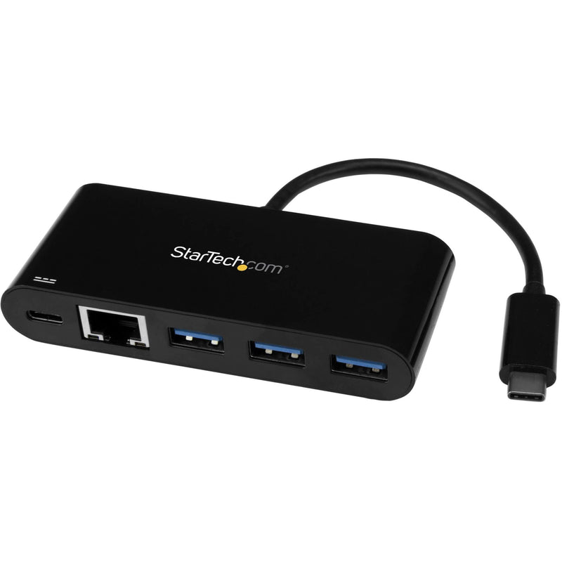  [AUSTRALIA] - StarTech.com USB C to Ethernet Adapter - 3 Port - with Power Delivery (USB PD) - Power Pass Through Charging - USB C Adapter (US1GC303APD) Black Laptop Charging w/ 3x USB-A