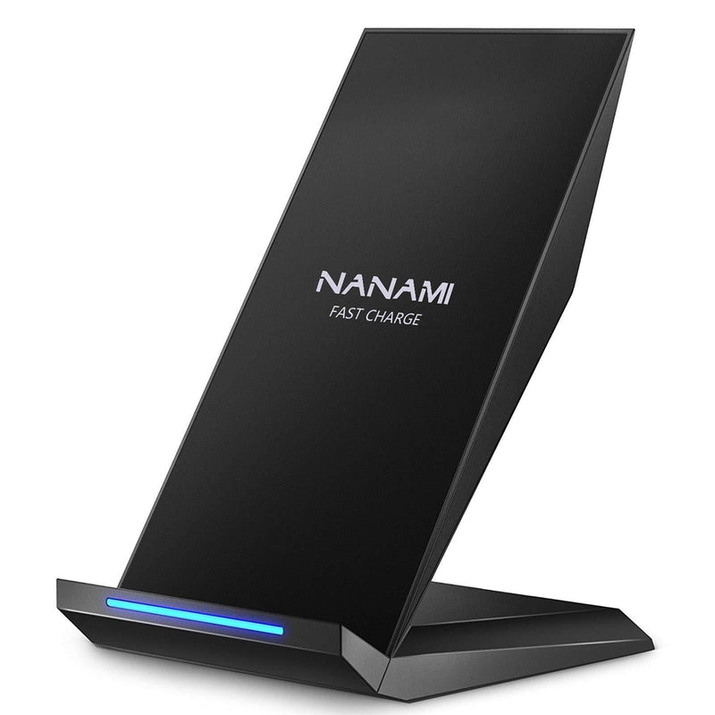  [AUSTRALIA] - Fast Wireless Charger,NANAMI Qi Certified Wireless Charging Stand Compatible iPhone 13/12/SE 2020/11/XS Max/XR/X/8 Plus,Samsung Galaxy S21 S20 S10 S9 S8 Edge Note 20Ultra/10/9/8 and Qi-Enabled Phone Classic Black