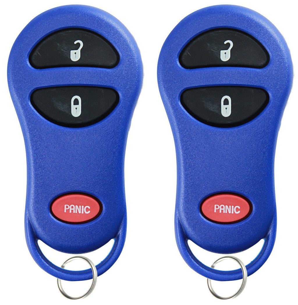  [AUSTRALIA] - KeylessOption Keyless Entry Remote Control Car Key Fob Replacement for GQ43VT17T, 04686481 -Blue (Pack of 2)