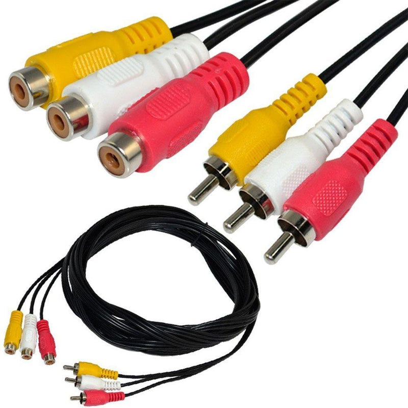 MagicW 5ft 3 RCA Male to 3 RCA Female Audio Video Extension Cable 3RCA Male to Female Audio Composite Extension Video Cable DVD AV TV UK - LeoForward Australia