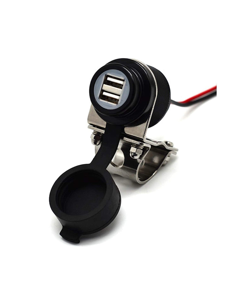  [AUSTRALIA] - Cliff Top 4.6 Amp 23W Aluminium Motorcycle USB Charger with Dual-Port Fast Charing, Heavy Duty, Waterproof for 7/8’’, 1’’ Handlebars on ATV/UTV for Smart Phones, GPS, Tablets and Cameras (Black) Black