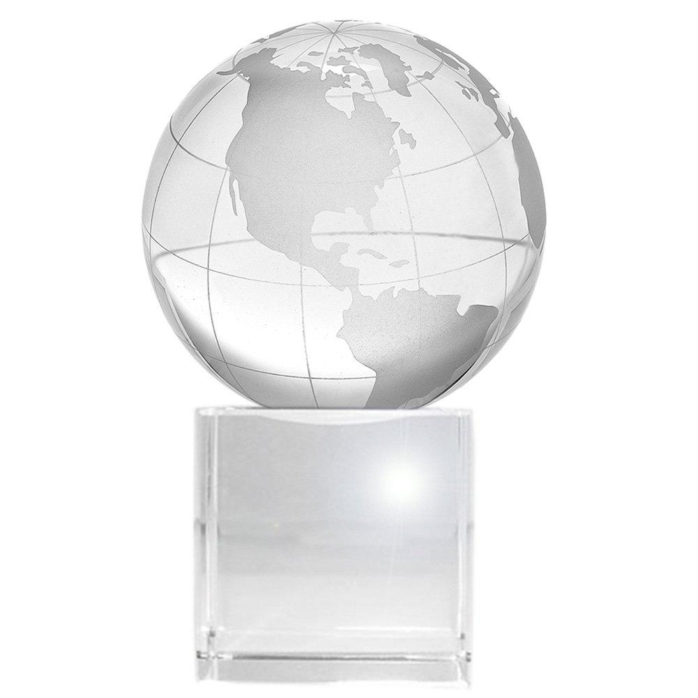 Amlong Crystal World Globe (2.2 inch Diameter) On Crystal Display Stand Base - 3.75 inches Tall - LeoForward Australia