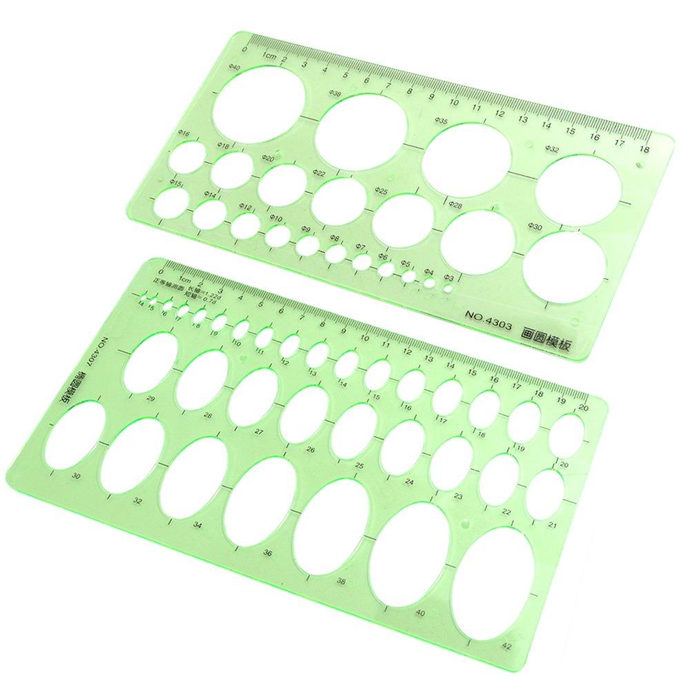 BronaGrand Pack of 2 Circle and Oval Template Measuring Templates Ruler for Office and School - LeoForward Australia