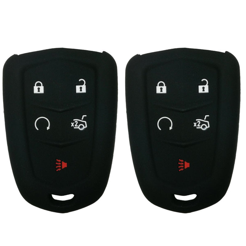  [AUSTRALIA] - 2Pcs Coolbestda Rubber 5 Buttons Smart Key Fob Remote Cover Case Protector Keyless Jacket for 2018 2017 2016 Cadillac CT6 XT5 CTS XTS SRX ATS HYQ2AB HYQ2EB Black 2Pcs Black