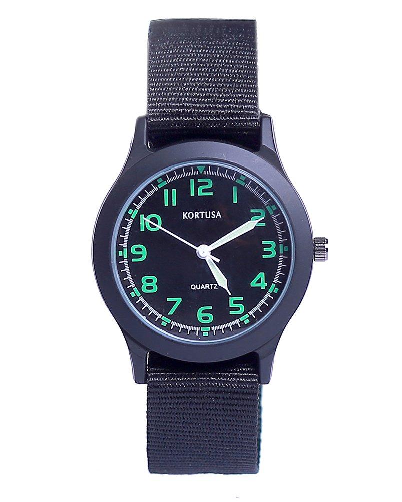 School Kids Army Military Wrist Watch Luminous Watch with Nylon Strap black - LeoForward Australia