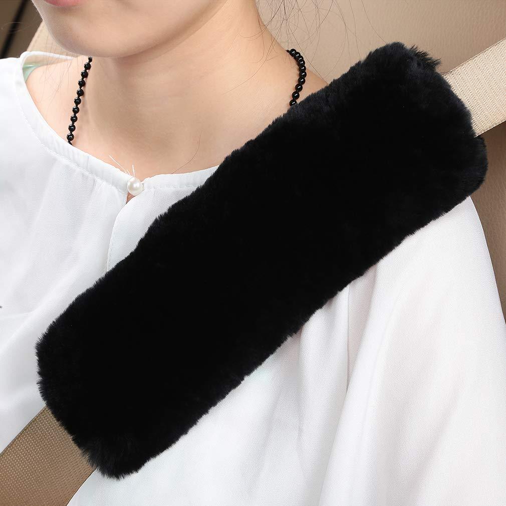 U&M [Pack of 2 pcs] High-Density Wool Auto Seat Belt Cover for Adult Youth Kid Toddlers -Soft Warm Car, Truck, SUV, Camera Backpack Strap Shoulder Pad (Black) Black - LeoForward Australia