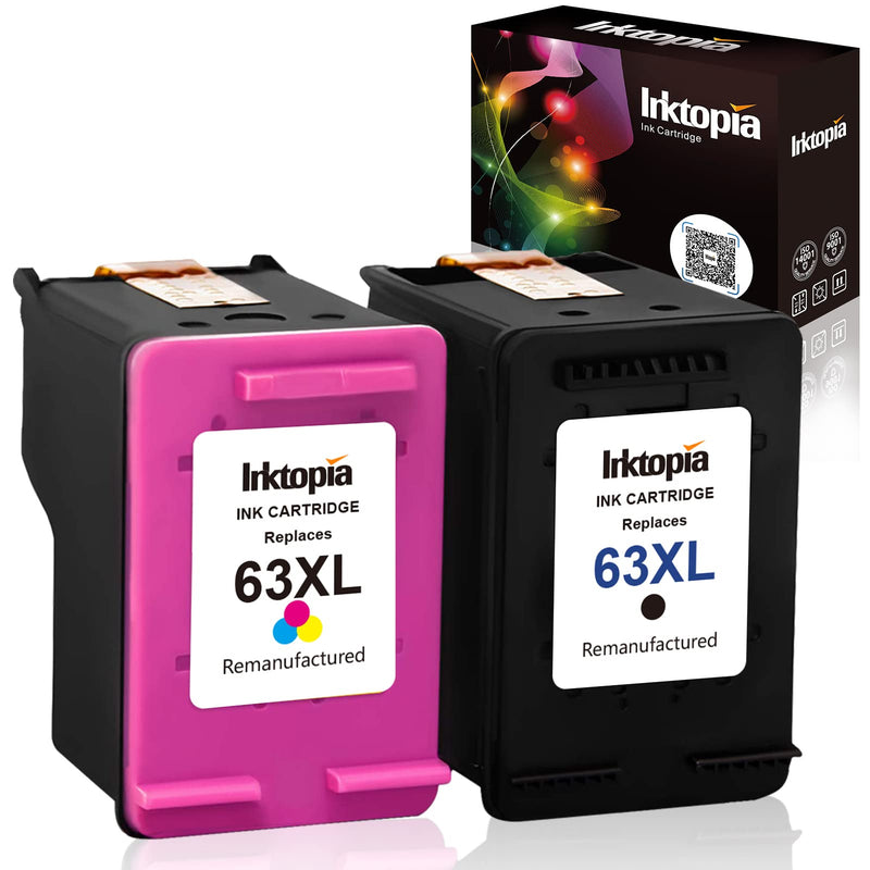  [AUSTRALIA] - Inktopia Remanufactured Ink Cartridge Replacement for HP 63XL 63 XL Black and Color use with HP Officejet 5255 5258 3830 3833 4650 Envy 4520 4516 DeskJet 1112 2132 3633 3634 Printer