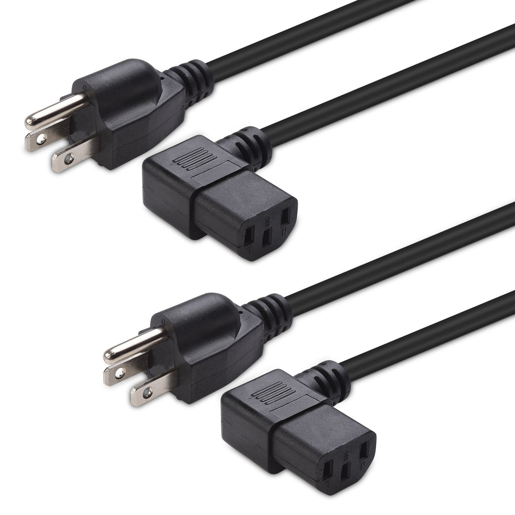 Cable Matters 2-Pack 16 AWG Right Angle Power Cord (Power Cable) 6 Feet (NEMA 5-15P to Angled IEC C13) - LeoForward Australia