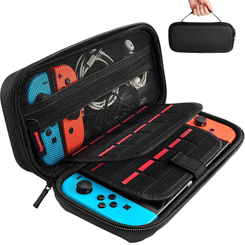  [AUSTRALIA] - DAYDAYUP Hestia Goods Switch Carrying Case Compatible with Nintendo Switch, with 20 Games Cartridges Protective Hard Shell Travel Carrying Case Pouch for Nintendo Switch Console & Accessories, Black