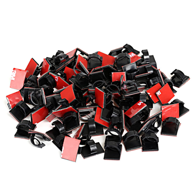  [AUSTRALIA] - GWHOLE 100Pcs 3m Adhesive Cable Clips Cord Organizer Wire Management for Car, Office and Home 3M Cable Clips