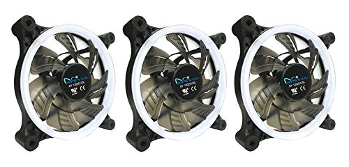  [AUSTRALIA] - APEVIA 312L-CWH 120mm Silent Dual Rings White LED Fan with 32 x LEDs & 8 x Anti-Vibration Rubber Pads (3 Pk)