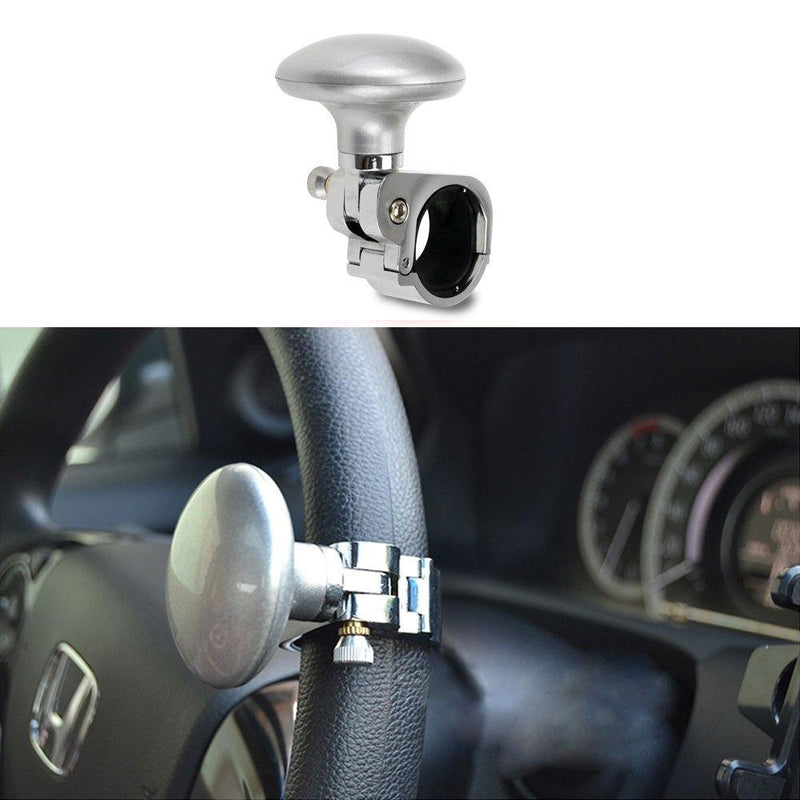 [AUSTRALIA] - Metal + ABS Truck Steering Wheel Suicide Spinner Handle Power Ball Booster Spin Knob Clamp Fit for Universal Car (silver)