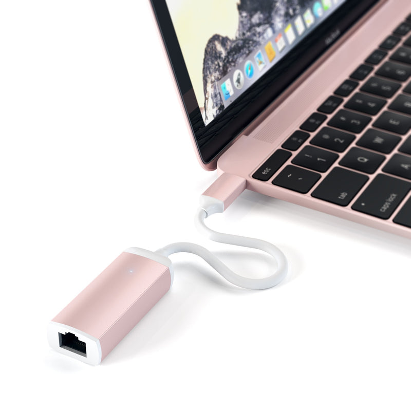 Satechi Aluminum Type-C Gigabit Ethernet Adapter - Compatible with 2020/2019 MacBook Pro, 2020/2018 MacBook Air, 2020/2018 iPad Pro (Rose Gold) Rose Gold - LeoForward Australia