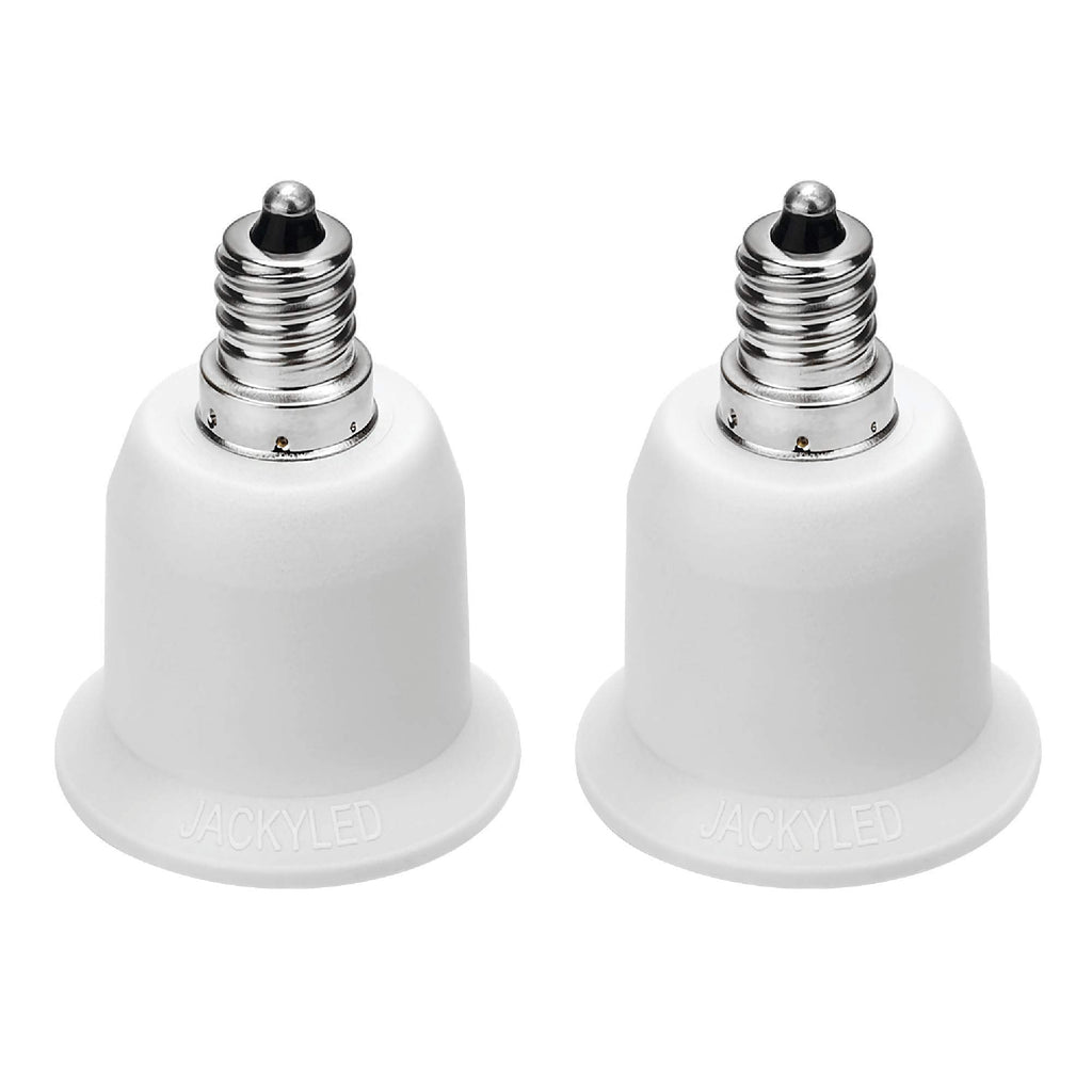  [AUSTRALIA] - JACKYLED E12 to E26 Adapter E12 Light Socket to Medium Base E26 E27 Converter Light Socket Adapter Chandelier Socket E12 Light Bulb Adapter Pack of 2 2 Pack White
