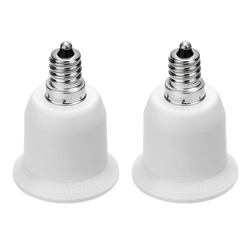  [AUSTRALIA] - JACKYLED E12 to E26 Adapter E12 Light Socket to Medium Base E26 E27 Converter Light Socket Adapter Chandelier Socket E12 Light Bulb Adapter Pack of 2 2 Pack White