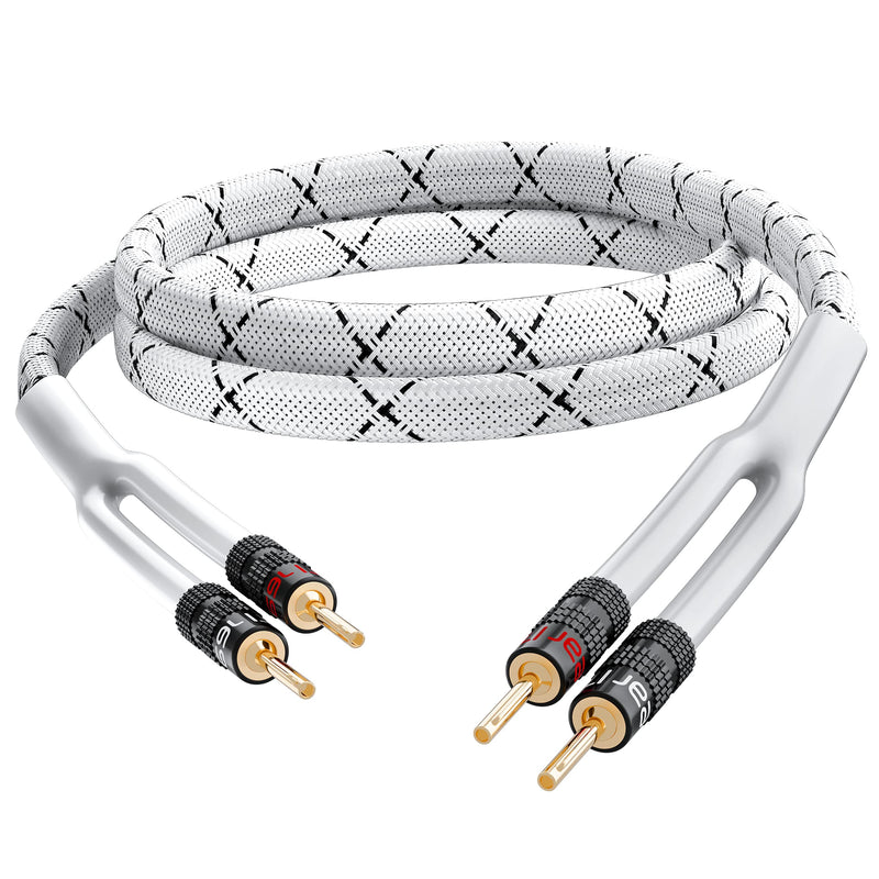  [AUSTRALIA] - GearIT 12AWG Premium Heavy Duty Braided Speaker Wire (3 Feet) with Dual Gold Plated Banana Plug Tips - Oxygen-Free Copper (OFC) Construction, White 3 Feet