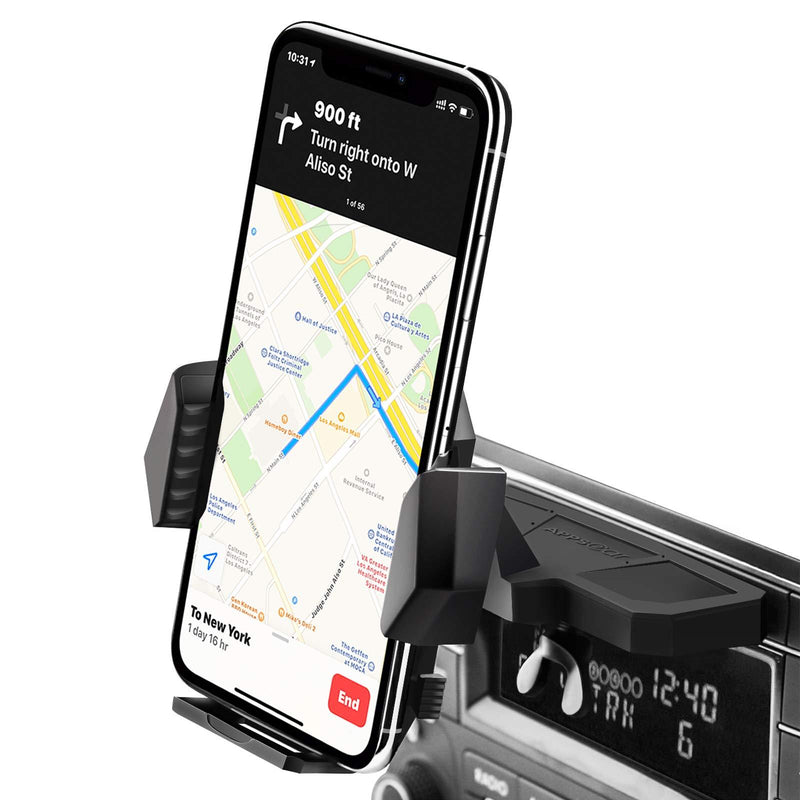  [AUSTRALIA] - Sturdy CD Slot Phone Mount with One Hand Operation Design, APPS2Car Hands-Free Car Phone Holder Universally Compatible with All iPhone & Android Cell Phones, for Smartphone Mobile