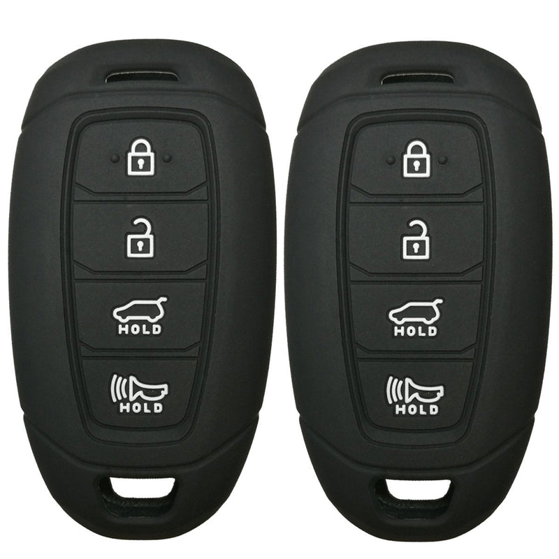  [AUSTRALIA] - 2Pcs Coolbestda Rubber 4 Buttons Key Fob Remote Cover Case Protector Keyless Jacket for Hyundai Kona Azera Grandeur IG Black 2Pcs Black