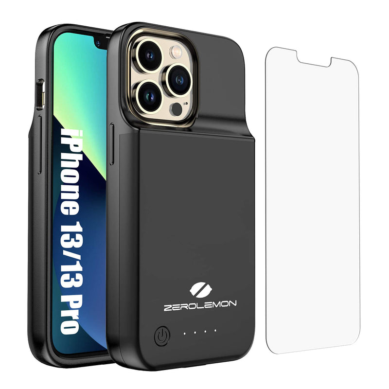  [AUSTRALIA] - ZEROLEMON iPhone 13 & iPhone 13 Pro Battery Case 5000mAh, Wireless Charging Supported, SlimJuicer Portable Extended Battery Charger Cover with Soft TPU Case for iPhone 13/13 Pro 2021 - Black