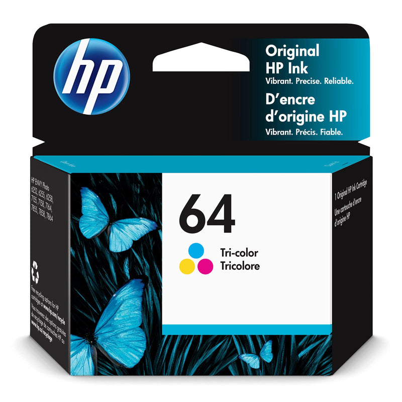 Original HP 64 Tri-color Ink Cartridge | Works with HP ENVY Photo 6200, 7100, 7800 Series | Eligible for Instant Ink | N9J89AN Single - LeoForward Australia