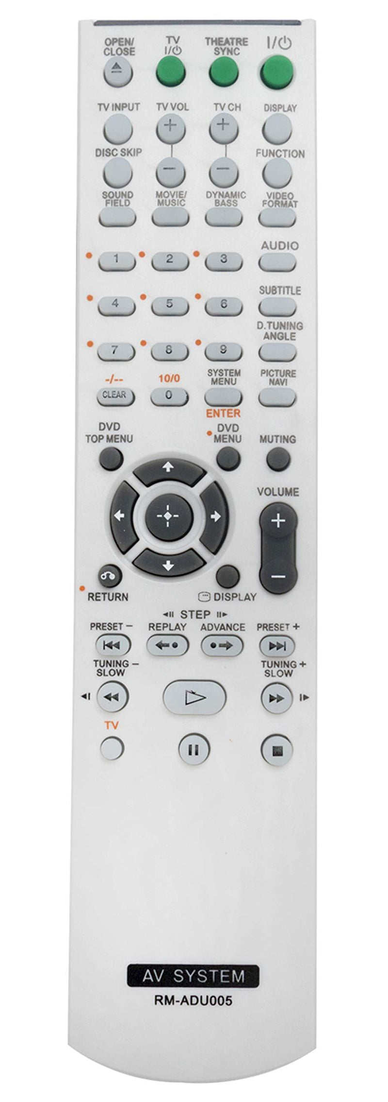 New RM-ADU005 Replace AV System Remote fit for Sony DAV-DZ630 HCD-DZ630 DAV-HDX265 HCD-HDX265 HCD-DZ231 DAV-HDZ235 HCD-HDZ235 DAV-DZ30 DAV-DZ530 DVD Home Theatre System - LeoForward Australia
