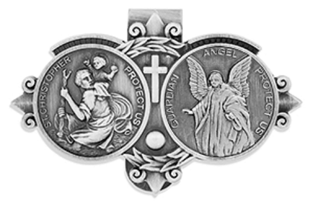  [AUSTRALIA] - Catholic Visor Clip for Protection While Driving | Beautiful and Traditional Design | Makes a Great Gift for Teens and New Drivers | More Than 10 Designs Available Saint Christopher / Guardian Angel