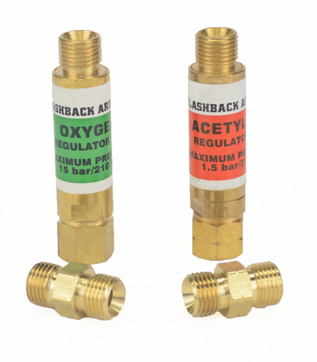  [AUSTRALIA] - Hot Max 24010/24131 Regulator End Flashback Arrestor Set and Oxy-Acetylene Twin Hose Coupler/Union Bundle