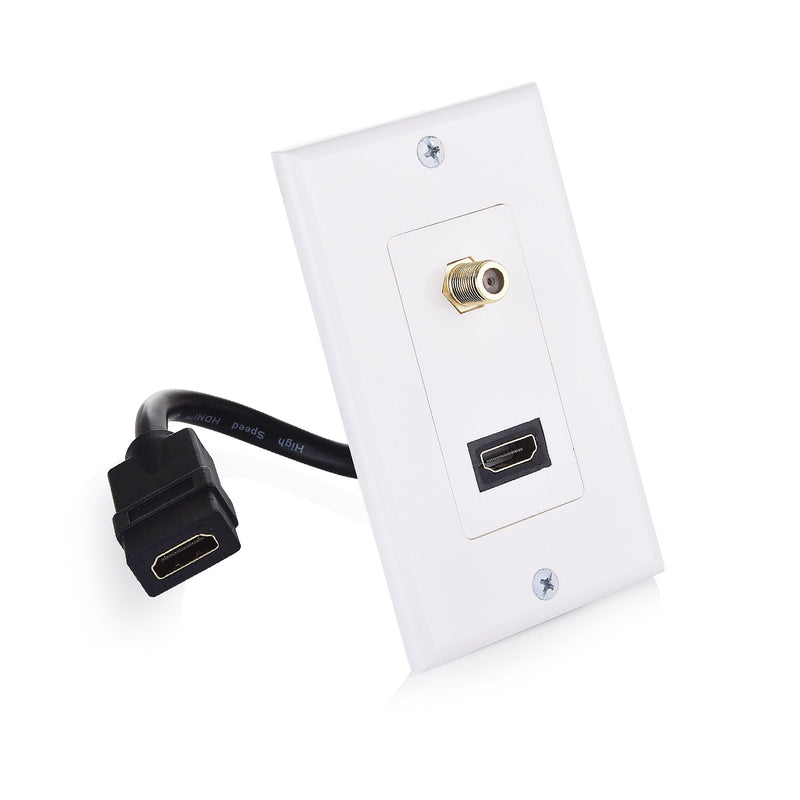  [AUSTRALIA] - Cable Matters HDMI Wall Plate with Coax Outlet (Coax Wall Plate) in White