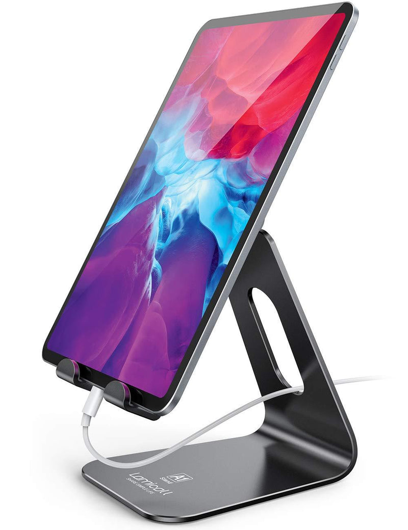  [AUSTRALIA] - Tablet Stand Multi-Angle, Lamicall Tablet Holder: Desktop Adjustable Dock Cradle Compatible with Tablets Such As iPad Air Mini Pro, Phone 13 Pro 12 Mini 11 XS Max XR X 6 7 8 Plus (4 -13 inch) - Black