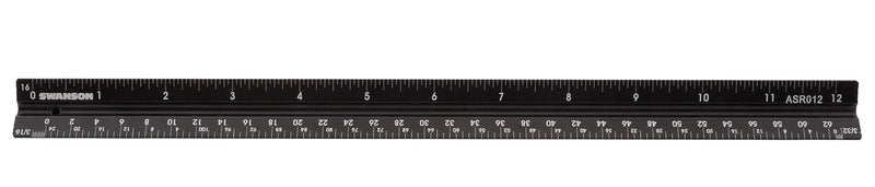  [AUSTRALIA] - Swanson Tool ASR012 Aluminum Architect’s 12" Scale Rule with Laser-Etched Gradations, Black
