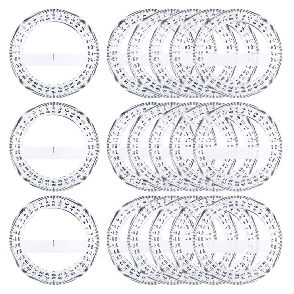 Pack of 24, 360-degree Protractor, 12.5cm (4.92") Diameter, Crystal Clear - LeoForward Australia