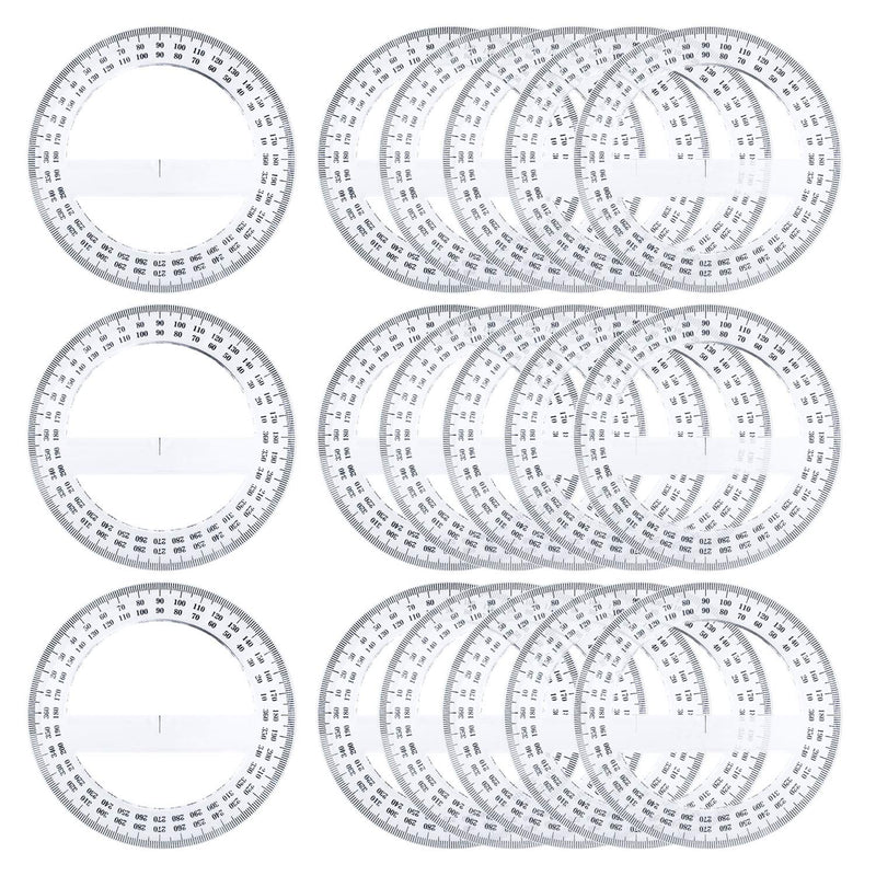 Pack of 24, 360-degree Protractor, 12.5cm (4.92") Diameter, Crystal Clear - LeoForward Australia