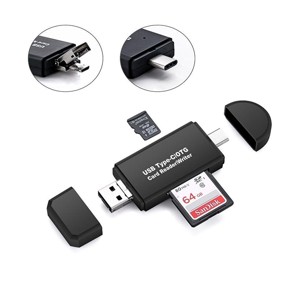  [AUSTRALIA] - Memory Card Reader,SD/Micro SD Card Reader and Micro USB OTG to USB 2.0 Adapter with Standard USB Male Micro USB Male Connector for PCs and Notebooks Smartphones/Tablets with OTG Function