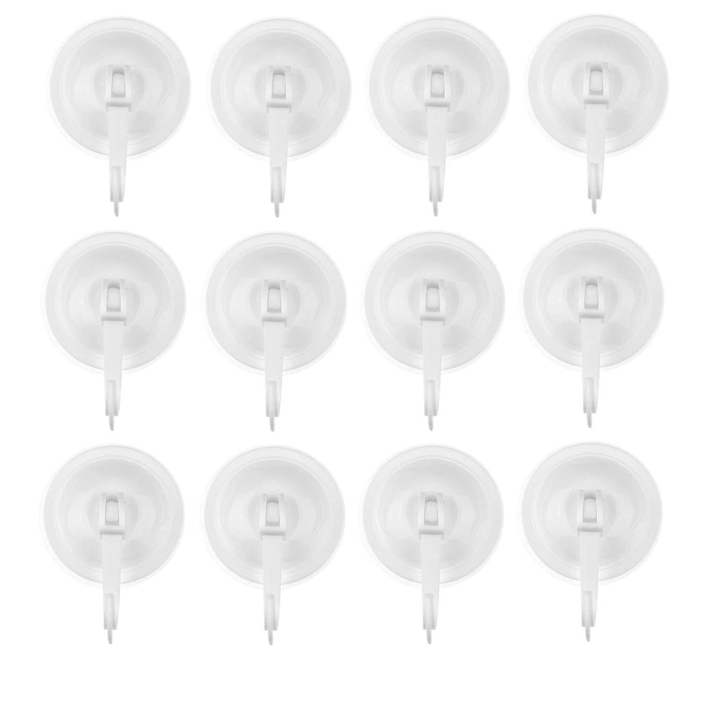 Suction Cup Hooks, Pack of 12 - Locking System - Extra Strong Vacuum Suction Power - Ideal Kitchen or Bathroom Hangers - for Towels, Bathrobes, Coats, Pans, Tools, etc. - No Drilling, Screws or Glue. 12 Count (Pack of 1) White - LeoForward Australia