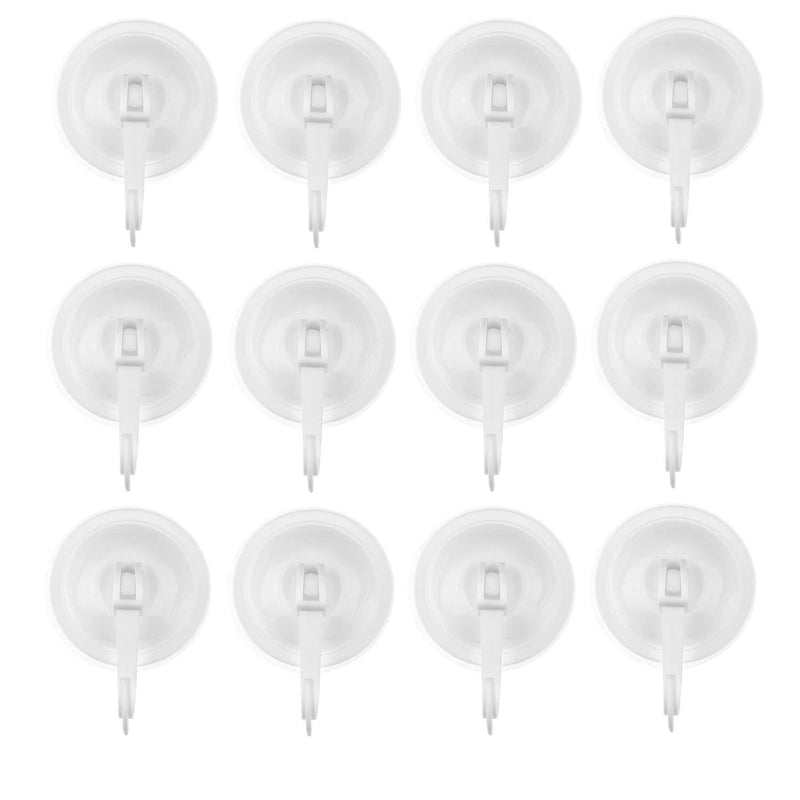 Suction Cup Hooks, Pack of 12 - Locking System - Extra Strong Vacuum Suction Power - Ideal Kitchen or Bathroom Hangers - for Towels, Bathrobes, Coats, Pans, Tools, etc. - No Drilling, Screws or Glue. 12 Count (Pack of 1) White - LeoForward Australia