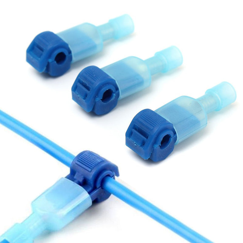  [AUSTRALIA] - Bestgle Self-Stripping Electrical T-Tap Wire Spade Connectors of 50 Male and Female Butt Terminal Crimp Kits for 16-14 Gauge Wire(Blue)