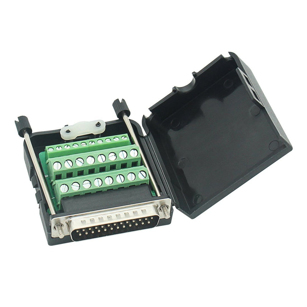 Connector DB25 D-SUB Male Adapter 25-pin Port Adapter to Terminal Connector Signal Module Db25 Breakout Board Solder-Free with case(Male Connector, DB25 with case) - LeoForward Australia