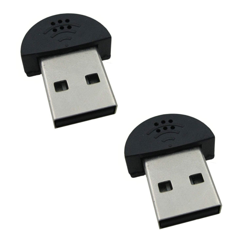  [AUSTRALIA] - KISEER 2 Pcs USB 2.0 Mini Microphone, Laptop/Desktop PC Plug and Play for Skype, MSN, Yahoo Recording, YouTube, Google Voice Search and Games