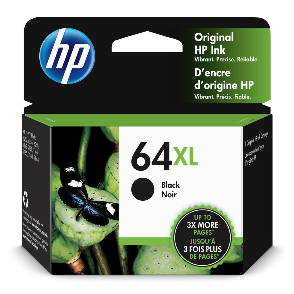 Original HP 64XL Black High-yield Ink Cartridge | Works with HP ENVY Photo 6200, 7100, 7800 Series | Eligible for Instant Ink | N9J92AN - LeoForward Australia