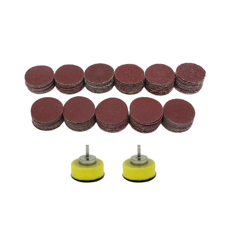  [AUSTRALIA] - AUTOTOOLHOME 110pcs 1 inch Sanding Discs with 2ps 1/8 Shank Polishing Pads Hook and Loop Sandpaper Abrasive Tool Attachment 40-600Grit