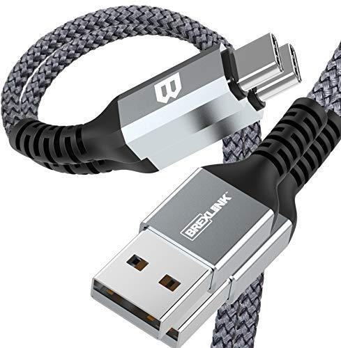BrexLink USB C Fast Charging Cable(3A), USB C to USB A Charger (6.6ft/2 Pack), Nylon Braided Fast Charging Cord for Samsung Galaxy S10 S9 S8 Note 9, Pixel, LG V30 G6, Nintendo Switch(Grey) 6ft+6ft Grey - LeoForward Australia