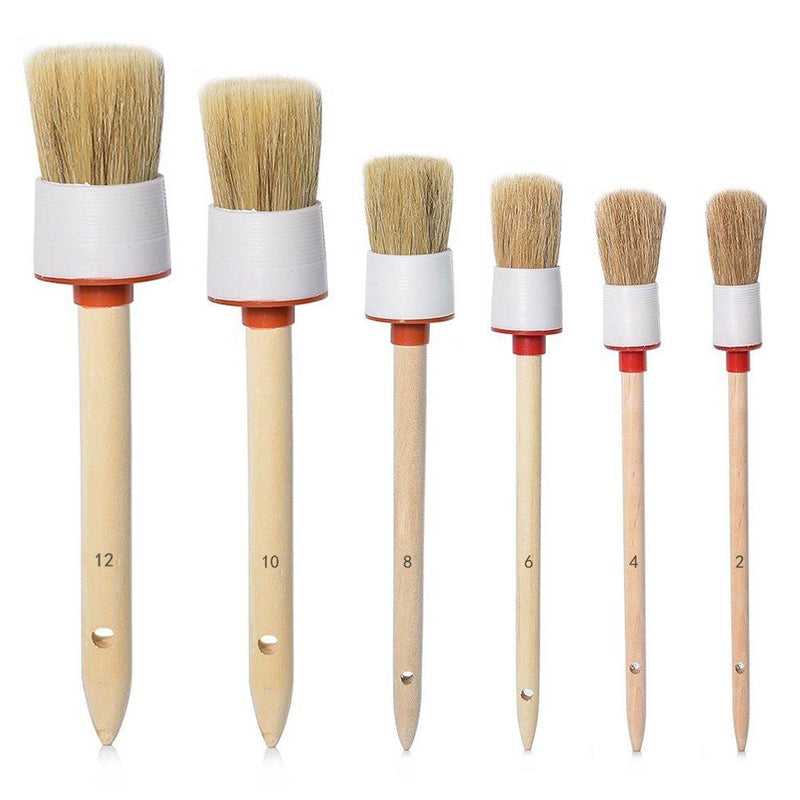  [AUSTRALIA] - COCODE Natural Boar Hair Detail Brush (Set of 6), Auto Detailing Brush Set Car Detailing Brushes Perfect for Cleaning Wheels, Dashboard, Interior, Exterior, Leather, Air Vents, Emblems