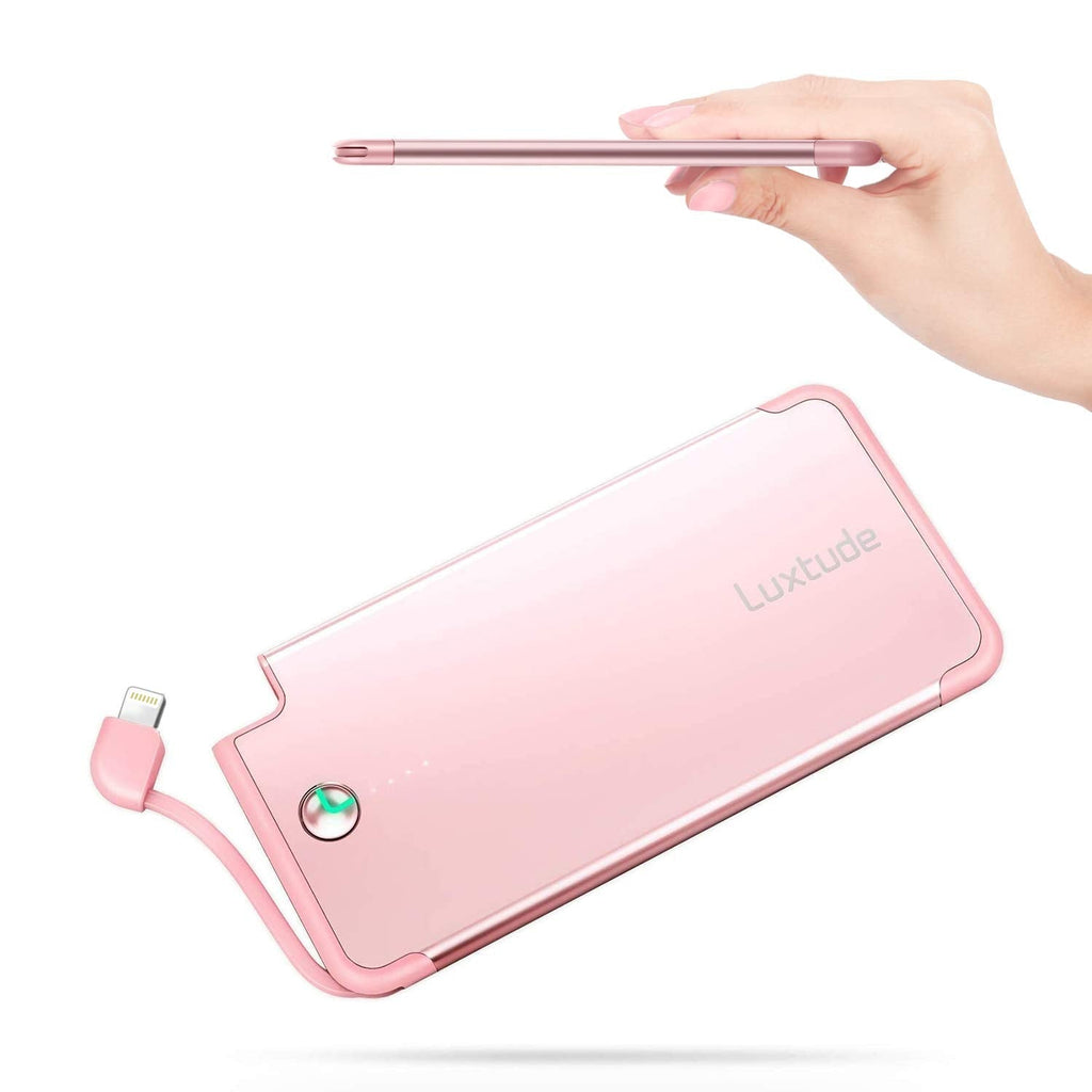  [AUSTRALIA] - Luxtude 5000mAh Portable Charger for iPhone, Ultra Slim Mfi Apple Certified Battery Pack Built in Lightning Cable, Fast Charging Power Bank for iPhone 13/12/11 Pro/X/XR/XS Max/8/7/6S, Rose Gold Pink. 2. 5000mAh-Rose Gold