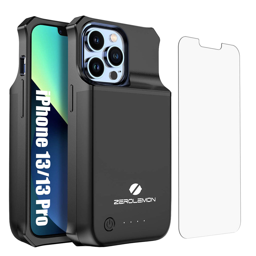  [AUSTRALIA] - ZEROLEMON iPhone 13 & iPhone 13 Pro Battery Case 8000mAh, Wireless Charging Supported, RuggedJuicer Portable Extended Battery Charger Cover with Soft TPU Case for iPhone 13/13 Pro 2021 - Black