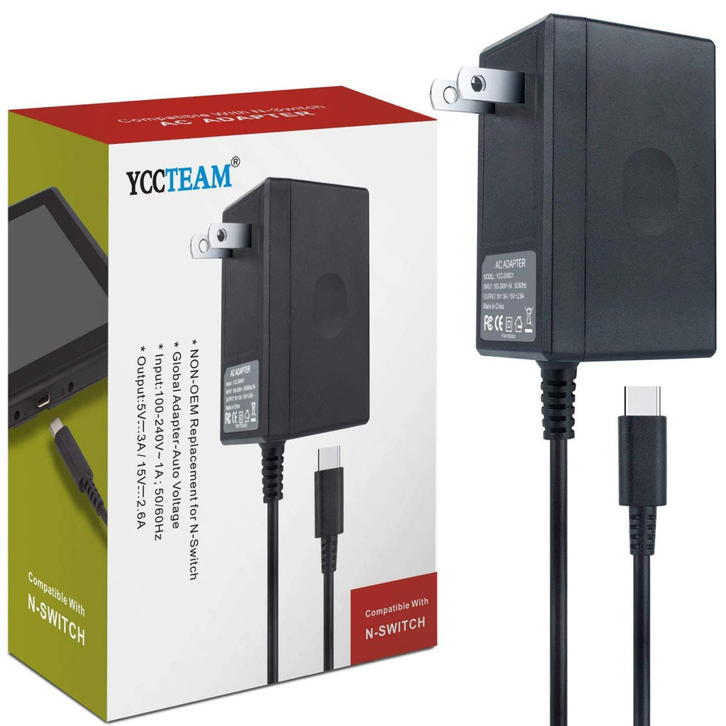  [AUSTRALIA] - AC Adapter Charger, YCCTEAM Charger AC Adapter Power Supply 15V 2.6A Fast Charging Kit Compatible with Switch Dock/Switch and Pro Controller (Support TV Mode),Black