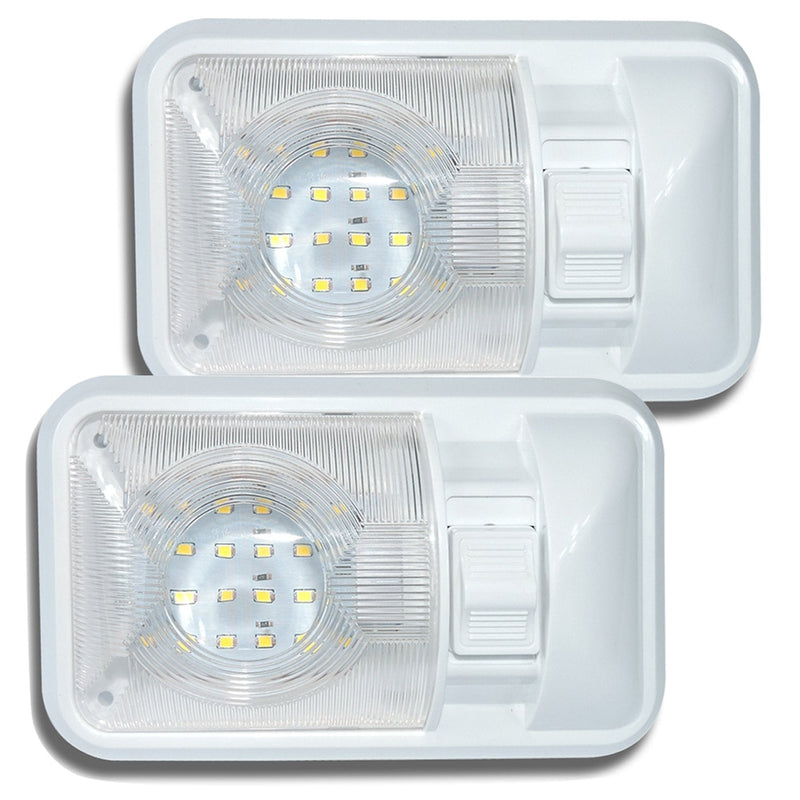 [AUSTRALIA] - Leisure LED 2 Pack 12V Led RV Ceiling Dome Light RV Interior Lighting for Trailer Camper with Switch, Single Dome 280LM