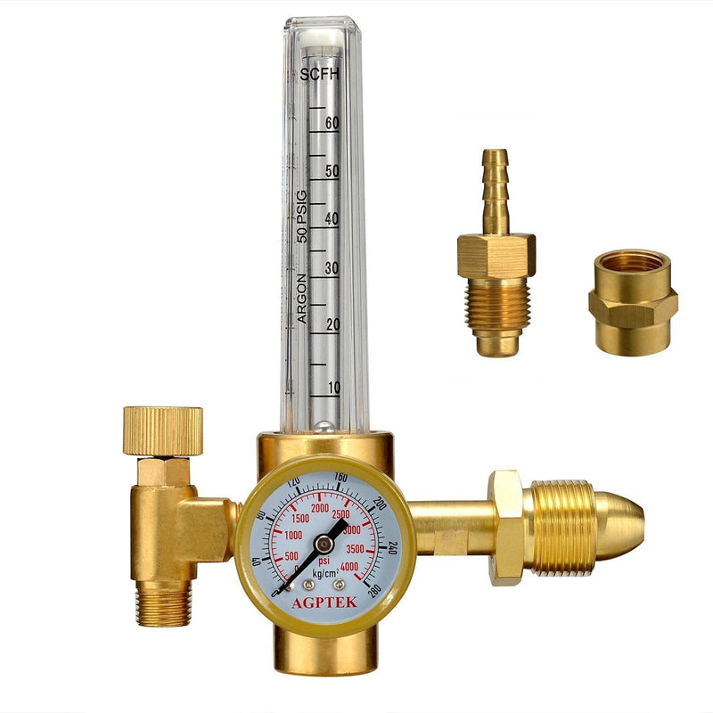  [AUSTRALIA] - AGPTEK Mig/Tig Flow Meter Regulator, CO2 Argon Pressure Reducer Gauge Weld Flowmeter - Full Copper - 10 to 60 cfh HF43U