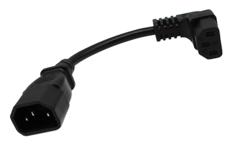 Cerrxian 16cm IEC 320 90 Degree C13 3 Pin Female to C14 3 Pin Male PDU Power Supply Extension Cord for Computer LED HDTV Monitor and Scanner - LeoForward Australia